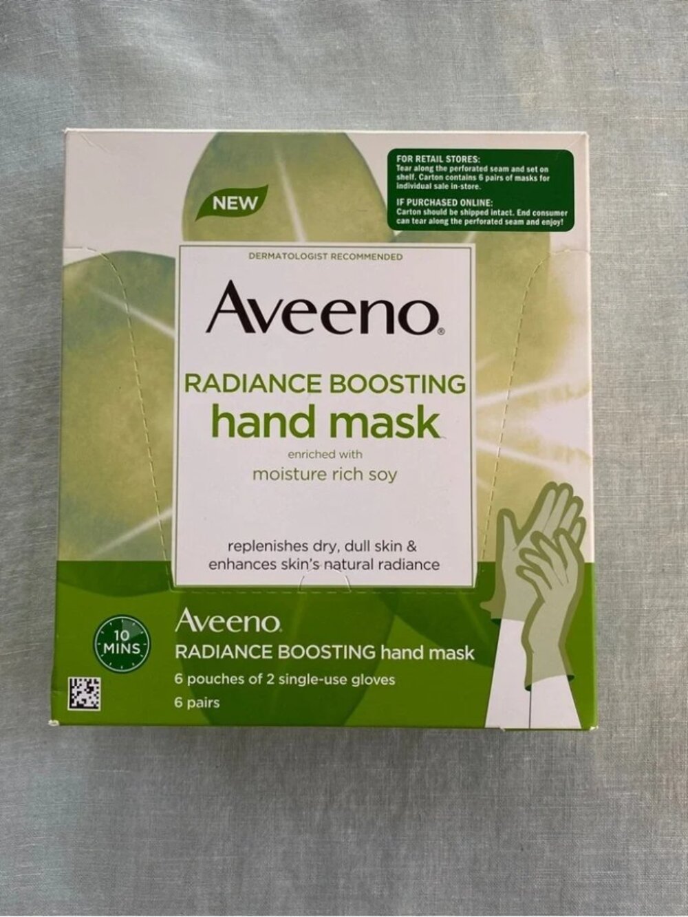 NWT Set of 6 Aveeno Radiance Boosting Hand Masks gloves